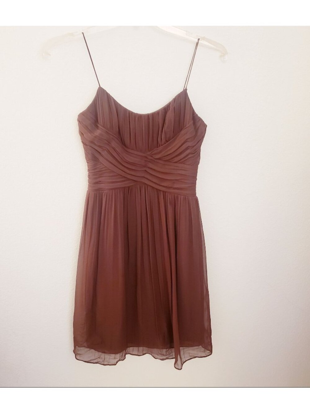 Anne Klein Chocolate Brown 100% Silk Cocktail Dress w/Draped Details Sz 6P GUC